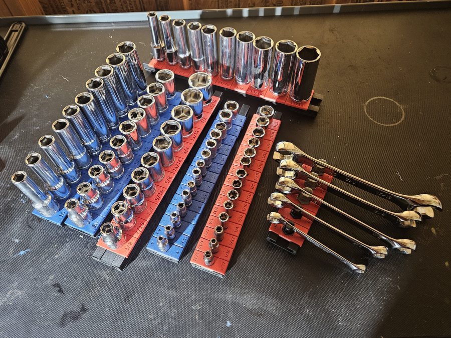 TrackTwist socket holder organizer 3/4" 1/2" 3/8" 1/4" drive SAE METRIC gridfini